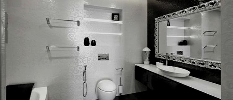 Glamurozna črno-bela kopalnica